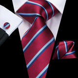 Hi-Tie Coffret cadeau cravate homme vin rouge bordeaux cachemire soie mariage cravate pour homme design tendance qualité mouchoir boutons de manchette livraison directe