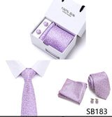 Cravates de marque 100 % soie, coffret cadeau, bureau, homme, classique, fête, mariage, rayées, 7,5 cm, soie, mariage, motif floral, cravate, mouchoir