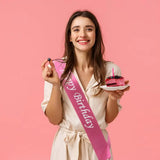 1 ceinture en satin pailleté « Joyeux anniversaire » pour fille, accessoire de décoration de fête, style sirène