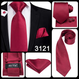 Hi-Tie Coffret cadeau cravate homme vin rouge bordeaux cachemire soie mariage cravate pour homme design tendance qualité mouchoir boutons de manchette livraison directe