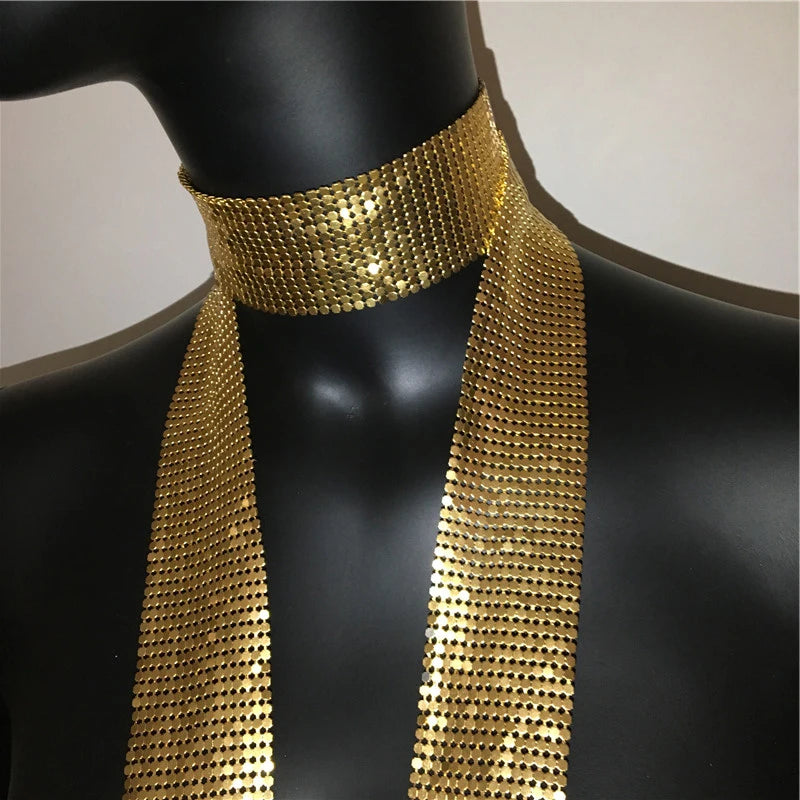 Foulard à paillettes en métal tendance pour femme, design holographique simple, patchwork, pour couvrir, soirée, boîte de nuit, chic, bijoux, accessoires