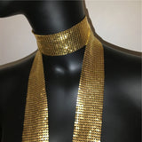 Foulard à paillettes en métal tendance pour femme, design holographique simple, patchwork, pour couvrir, soirée, boîte de nuit, chic, bijoux, accessoires