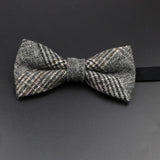 Brand New Wool Bowtie Woven Plaid Stripped Formal Bow Tie Brown Grey Butterfly Mens Wedding Party Dress Shirt Suit Accessories