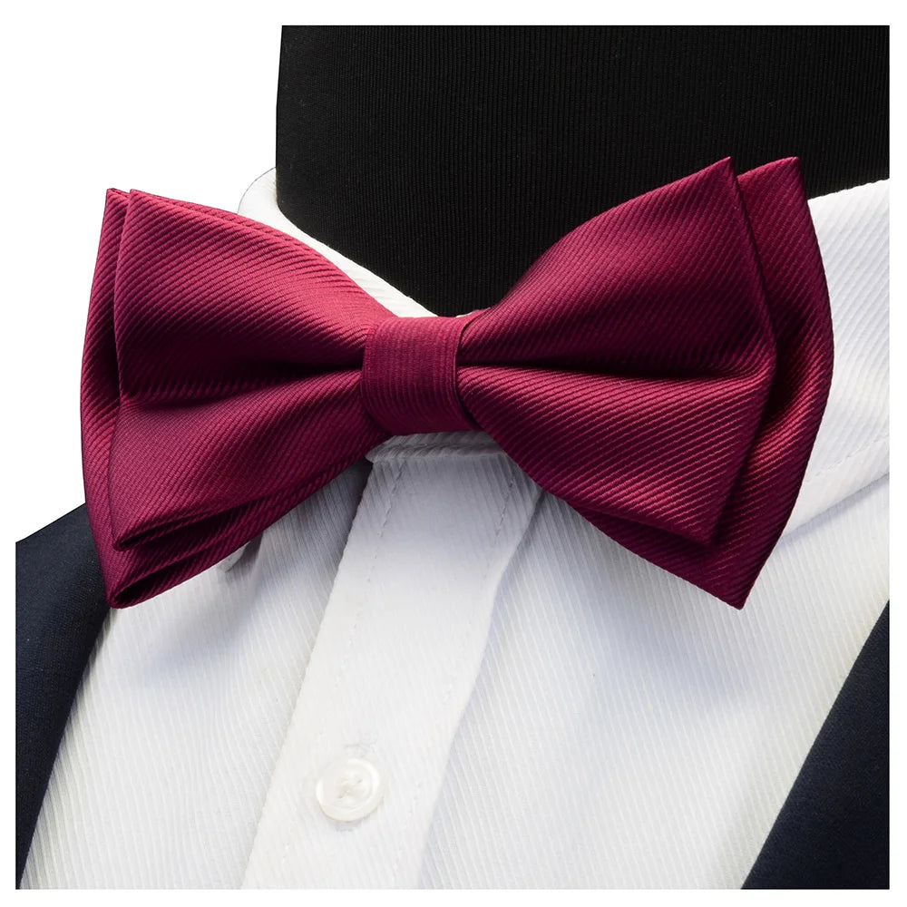 Ensemble de nœuds papillon solides de différentes tailles, haut et bas, nœud papillon uni pour homme, mouchoir, boutons de manchette, coffret cadeau pour hommes, cravates de mode de mariage