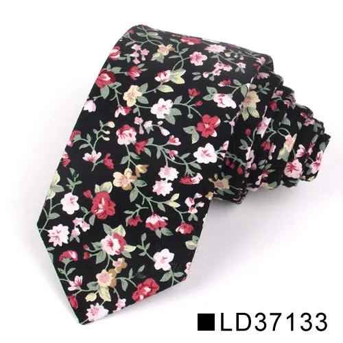 Nouvelle cravate florale pour hommes et femmes, cravate fine en coton pour mariage, cravates décontractées pour hommes, costumes classiques, cravates à imprimé floral