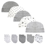 Unisex Newborn Cotton Baby Boys Sleep Headwear Solid Color Fitted Hats+Gloves Set Baby Girls Nightcap Cartoon Baby Accessories