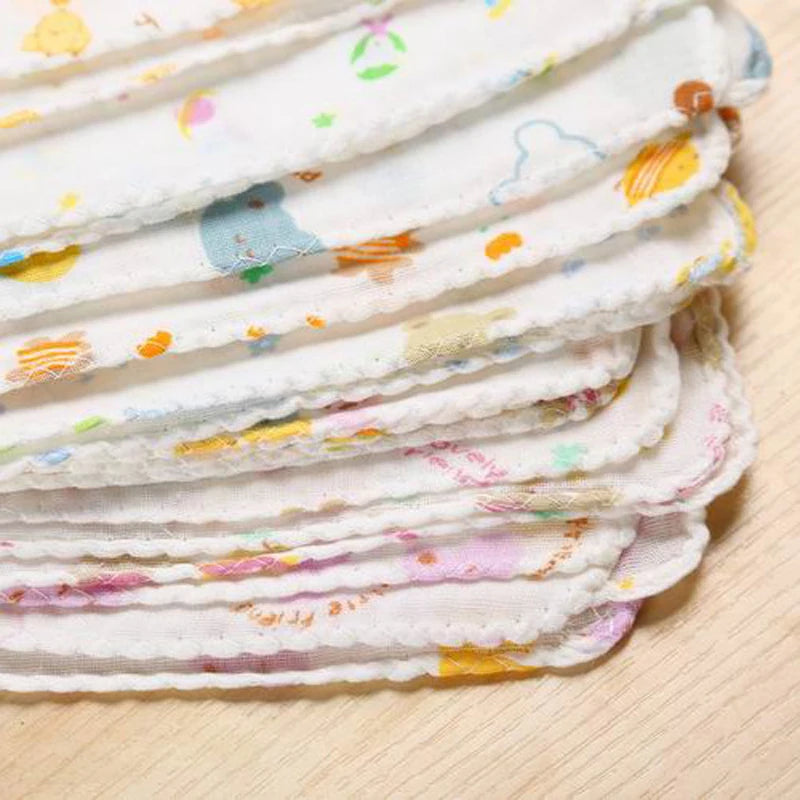 HAPPY MONKEY Lot de 5 serviettes d'allaitement pour bébé Motif ours en peluche Lapin Motif pois Imprimé Petit mouchoir en gaze 20 x 20 cm
