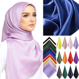 Foulard carré en soie de haute qualité 90 x 90 cm pour femme, châle uni, pour le bureau, pour les cheveux, pour le cou, pour musulmane, en Inde