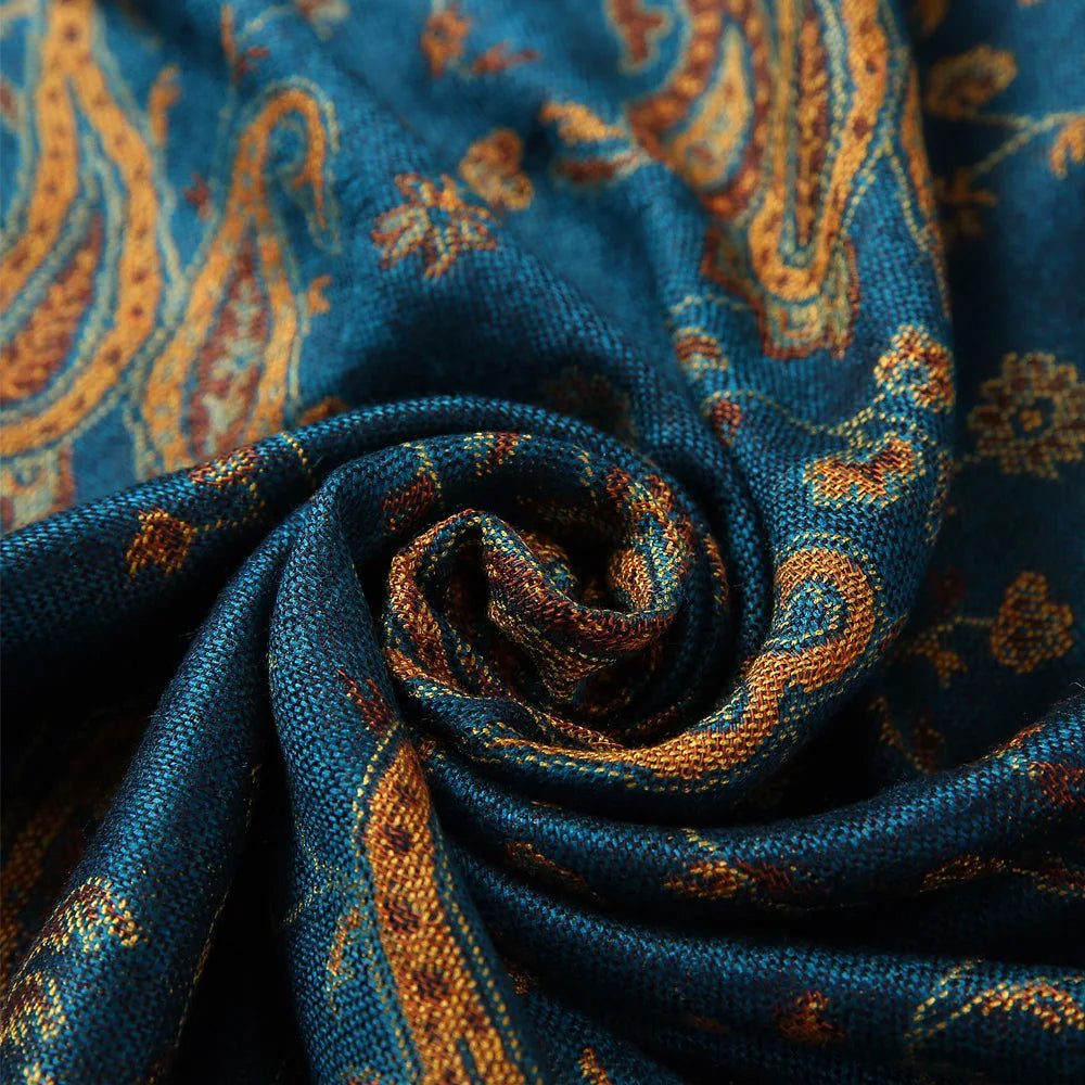 Pashmina Seidenschal Schal Wickel Paisley Jacquard Blumen Bordüren Rave 2 Lagen Wendbar Klassische Quasten Für Damen 70X180cm 200g