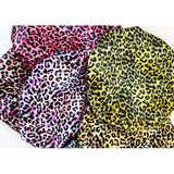 Leopard Print Satin Bonnet Cap Wide Rubber Band Nightcap Hair Care Hat