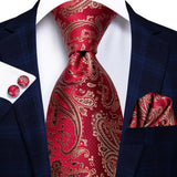 Cravate de mariage en soie à motif cachemire orange et argent pour homme, style créateur, avec boutons de manchette, style tendance, pour soirées d'affaires, livraison directe