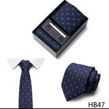 2023 New Style Wedding Gift Tie Pocket Squares Set Necktie Box Men Solid Black Suit Accessories Fit Wedding