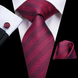 Hi-Tie Coffret cadeau cravate homme vin rouge bordeaux cachemire soie mariage cravate pour homme design tendance qualité mouchoir boutons de manchette livraison directe