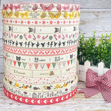 Ruban de coton imprimé floral fait main, 5 mètres, 15 mm, pour décoration de mariage, Noël, bricolage, couture