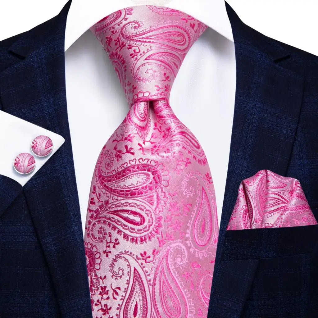 Cravate de mariage en soie à motif cachemire orange et argent pour homme, style créateur, avec boutons de manchette, style tendance, pour soirées d'affaires, livraison directe