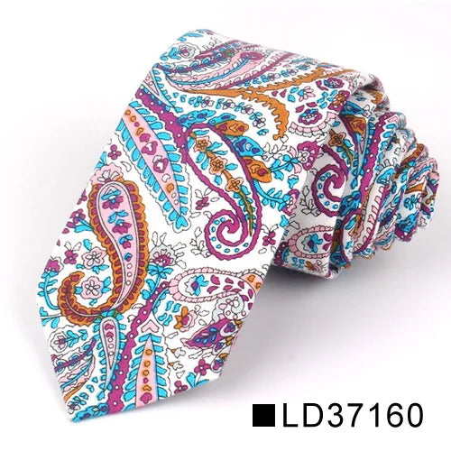 Nouvelle cravate florale pour hommes et femmes, cravate fine en coton pour mariage, cravates décontractées pour hommes, costumes classiques, cravates à imprimé floral