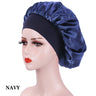 Bonnet de nuit en soie pour femme, noir, rose, violet, avec boucles naturelles bouclées, élastique large et souple, réglable