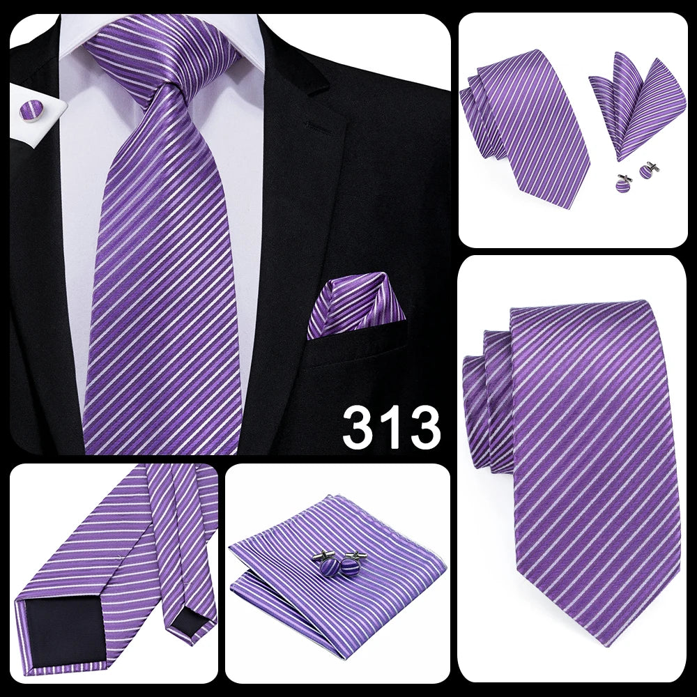 Hi-Tie – Cravate de mariage en soie violette unie à motif cachemire pour homme, ensemble de qualité avec boutons de manchette et mouchoir, cadeau tendance, livraison directe