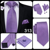 Hi-Tie – Cravate de mariage en soie violette unie à motif cachemire pour homme, ensemble de qualité avec boutons de manchette et mouchoir, cadeau tendance, livraison directe