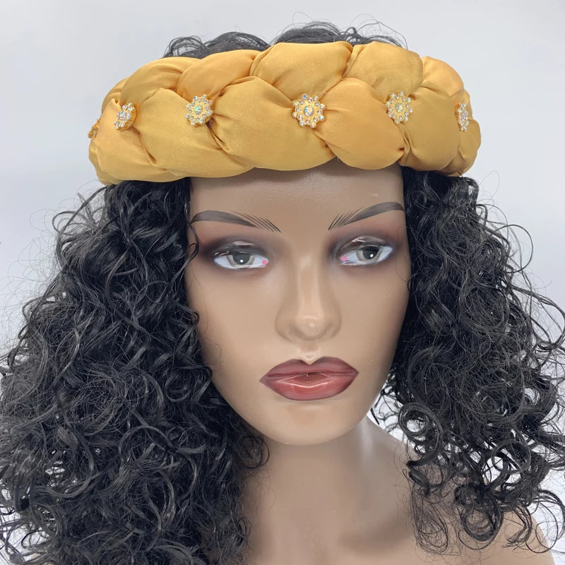 Bronzing Fabric Women's Headbands Elastic Braids Hair Bands Female Turban Cap Party Headwear Accessories Fashion Bandage Bandana