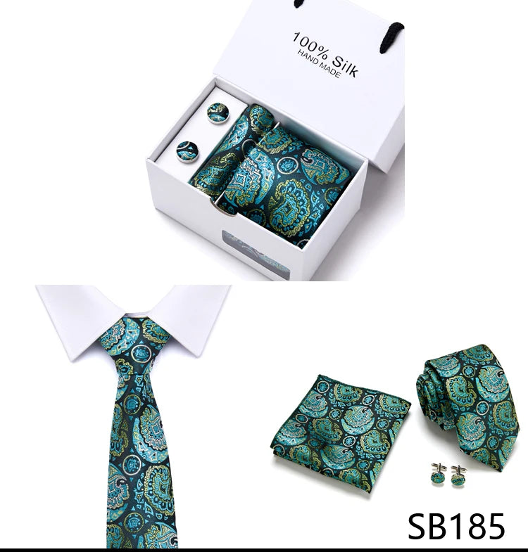 Cravates de marque 100 % soie, coffret cadeau, bureau, homme, classique, fête, mariage, rayées, 7,5 cm, soie, mariage, motif floral, cravate, mouchoir