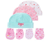Bonnet et moufles pour nouveau-né, bonnet confortable pour fille et garçon, bonnet et gants en coton pour bébé de 0 à 6 mois