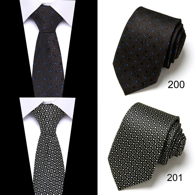 Cravate classique en soie pour homme, 48 couleurs, 7,5 cm, de luxe, à rayures, fine, pour costume, mariage, fête