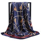 Foulard en soie de luxe pour femme, foulard d'été carré en satin, hijab de marque, 90 x 90 cm, foulard en soie musulman
