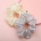 Metallic Laser Elastic Hair Band for Girls Shiny Transparent Scrunchies for Hair Rubber Ties Ponytail Holder Solid Stretch