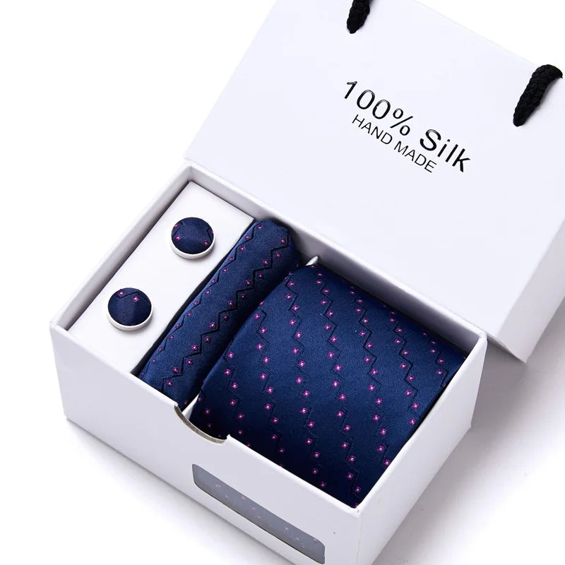 Cravates de marque 100 % soie, coffret cadeau, bureau, homme, classique, fête, mariage, rayées, 7,5 cm, soie, mariage, motif floral, cravate, mouchoir
