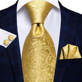 Cravate de mariage en soie à motif cachemire orange et argent pour homme, style créateur, avec boutons de manchette, style tendance, pour soirées d'affaires, livraison directe