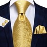 Cravate de mariage en soie à motif cachemire orange et argent pour homme, style créateur, avec boutons de manchette, style tendance, pour soirées d'affaires, livraison directe