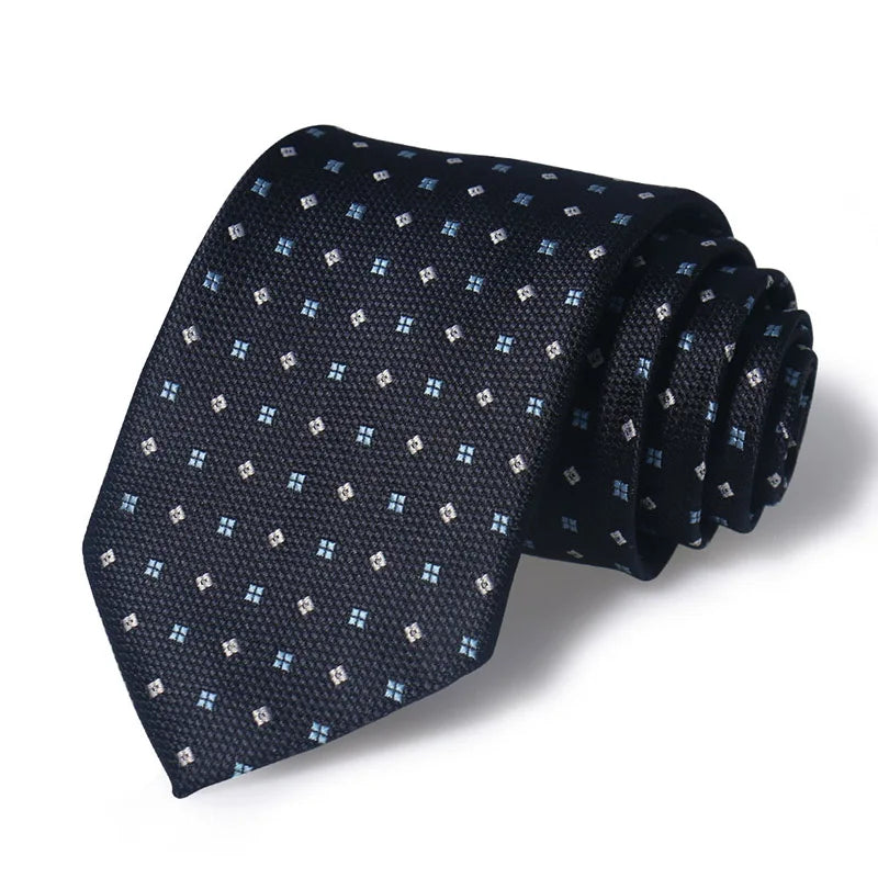 Cravate Huishi 8 cm à pois pour homme, slim, tendance, en polyester et microfibre, à carreaux, pour mariage