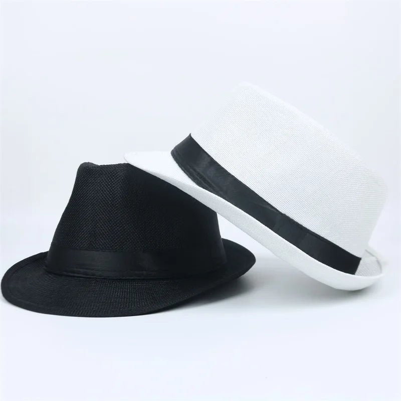 Chapeau de jazz tendance pour l'été, chapeau de plage, panama, chapeau de soleil classique, chapeau haut de forme rétro, chapeau fedora, chapeau haut de forme unisexe pour hommes et femmes