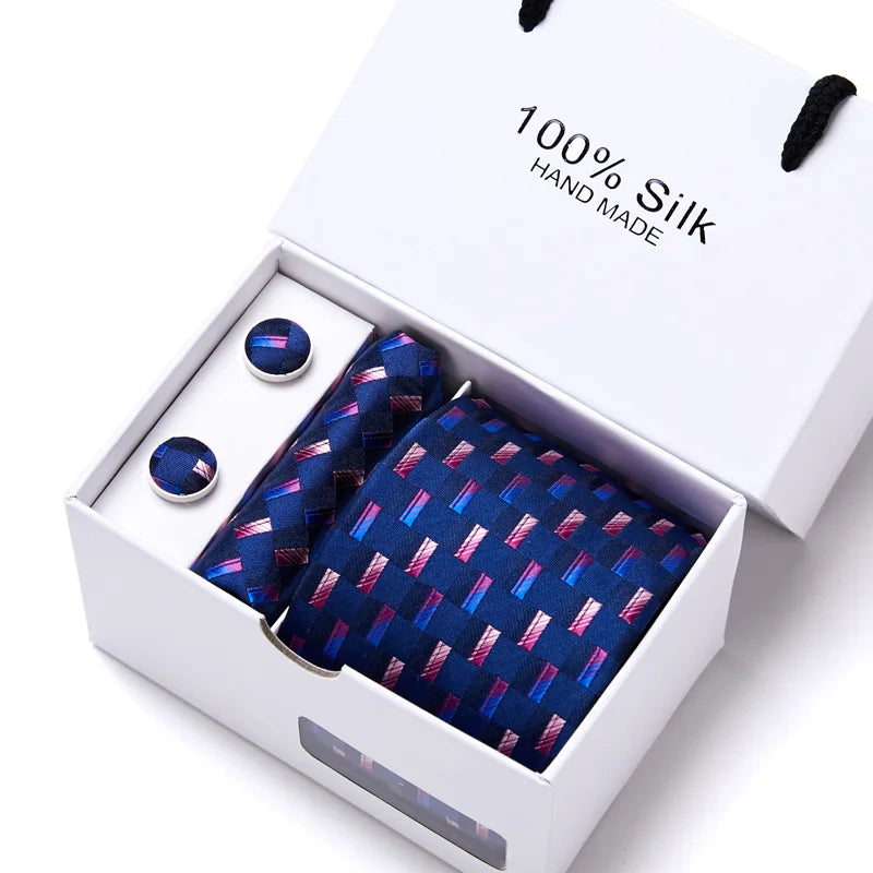 Cravates de marque 100 % soie, coffret cadeau, bureau, homme, classique, fête, mariage, rayées, 7,5 cm, soie, mariage, motif floral, cravate, mouchoir