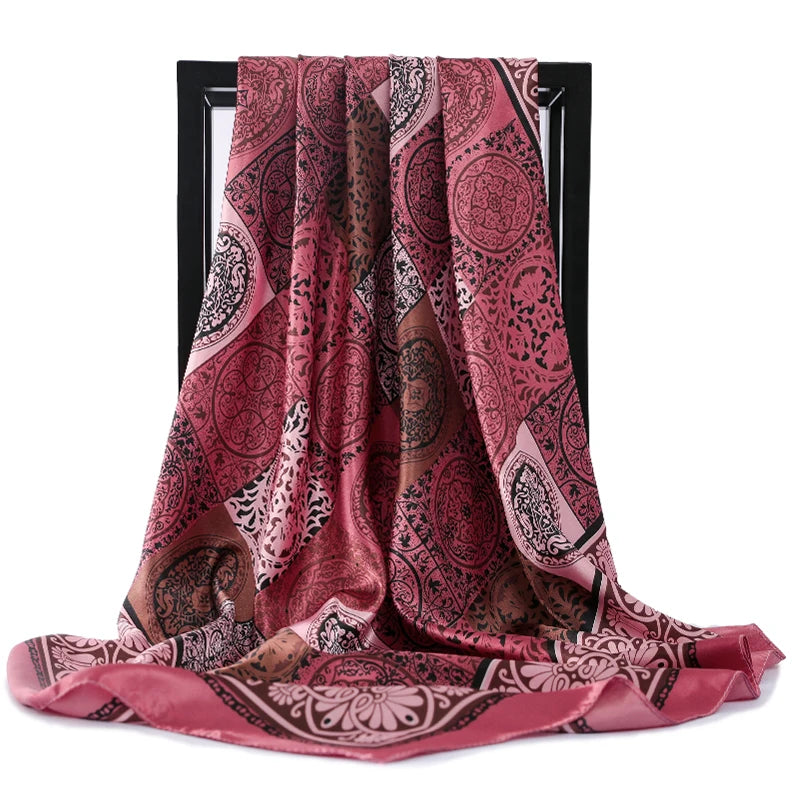 Mode Haar Schal Für Frauen Kopftuch Schwarz Silk Satin Hijab Schals 90cm * 90cm Platz Tücher Halstuch Schals Für damen 2020