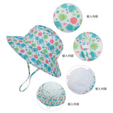 Girls Boys Outdoor Anti UV Beach Cap Summer Baby Sun Hat Swimming Hat Kids Bucket Cap with Adjustable Chin Strap 0-8 Years