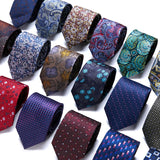 Cravate classique en soie pour homme, 48 couleurs, 7,5 cm, de luxe, à rayures, fine, pour costume, mariage, fête