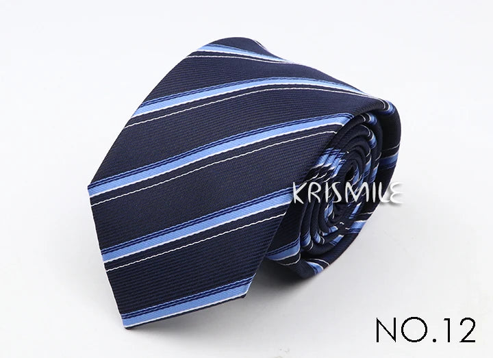 Nouvelle cravate classique à rayures et pois pour homme, jacquard, 7 cm, en polyester, étroite, slim, pour mariage, marié, affaires, costume, chemise, cadeau