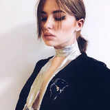 Foulard à paillettes en métal tendance pour femme, design holographique simple, patchwork, pour couvrir, soirée, boîte de nuit, chic, bijoux, accessoires
