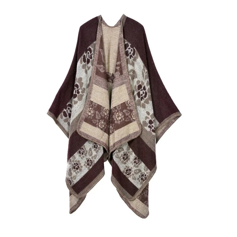 Luxus Marke Geometrische Poncho 2024 Kaschmir Schals Frauen Winter Warme Tücher und Tücher Pashmina Dicke Capes Decke Femme Schal