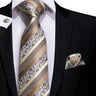 Hi-Tie Cravate de mariage en soie à motif floral, couleur champagne ivoire massif, pour homme, de qualité, avec boutons de manchette, tendance, pour entreprise, livraison directe
