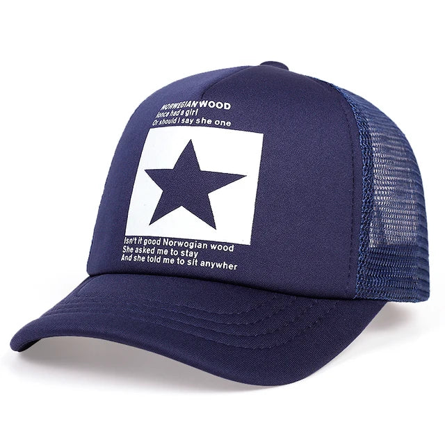 New five-pointed star printed baseball cap spring summer breathable net caps men women outdoor sun shade hat adjustable wild hat