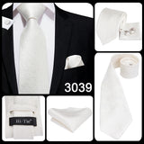 Hi-Tie Cravate de mariage en soie à motif floral, couleur champagne ivoire massif, pour homme, de qualité, avec boutons de manchette, tendance, pour entreprise, livraison directe