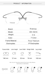 Krasivyy Pure Titanium Rimless Glasses Frame Men Prescription Eyeglasses Germany Women Myopia Optical Frame Screwless Eyewear