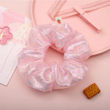 Metallic Laser Elastic Hair Band for Girls Shiny Transparent Scrunchies for Hair Rubber Ties Ponytail Holder Solid Stretch