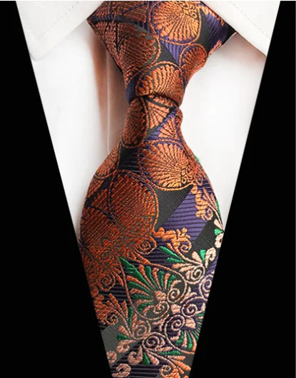 Corbatas de seda tejidas en jacquard con diseño de cachemira a cuadros para hombre, corbatas de 8 cm a rayas para trajes de negocios, bodas y fiestas.