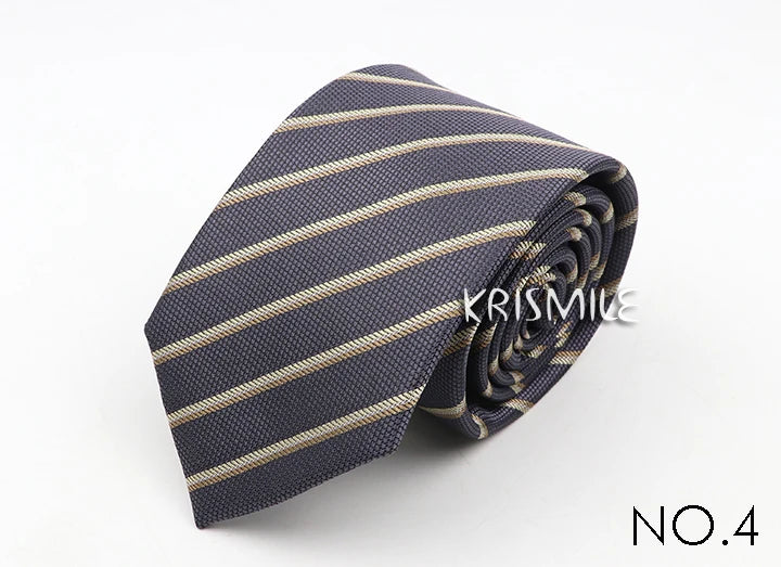Nouvelle cravate classique à rayures et pois pour homme, jacquard, 7 cm, en polyester, étroite, slim, pour mariage, marié, affaires, costume, chemise, cadeau