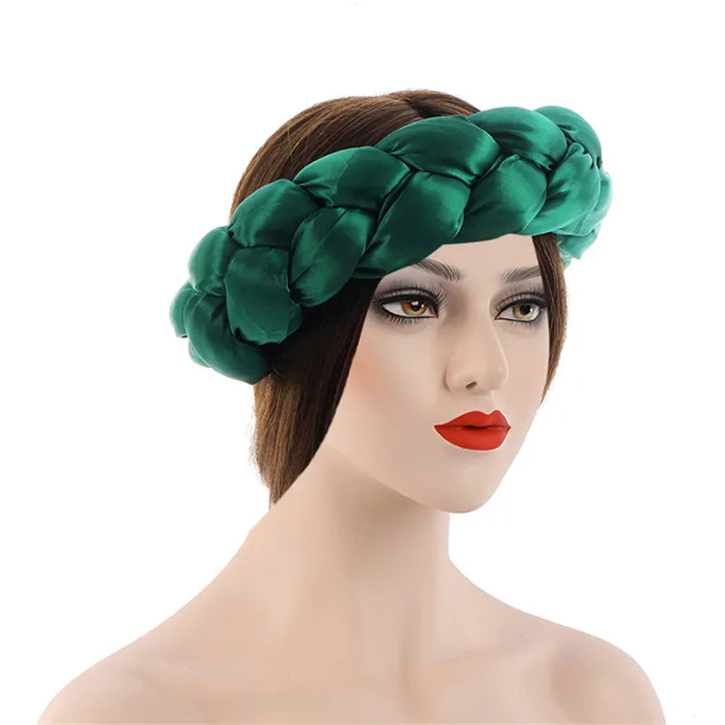 Exaggerated Big Braid Head Band African Raw Silk Turban Cap for Women Lady Nigeria Wedding Party Headpiece Female Headband Mujer