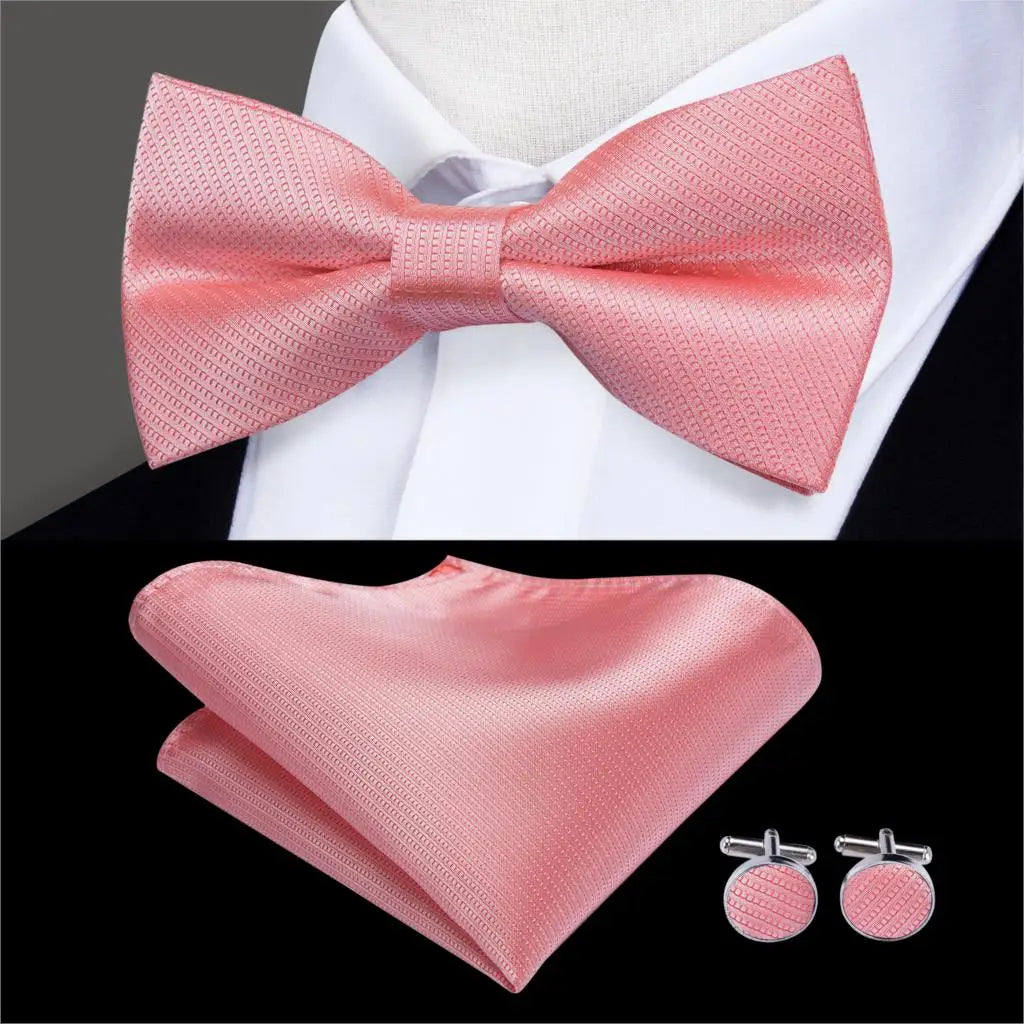 Hi-Tie Nœuds papillon verts de Noël pour hommes Cravate papillon en soie Ensemble de boutons de manchette et mouchoirs pour fête de mariage Nœud papillon uni à carreaux cachemire